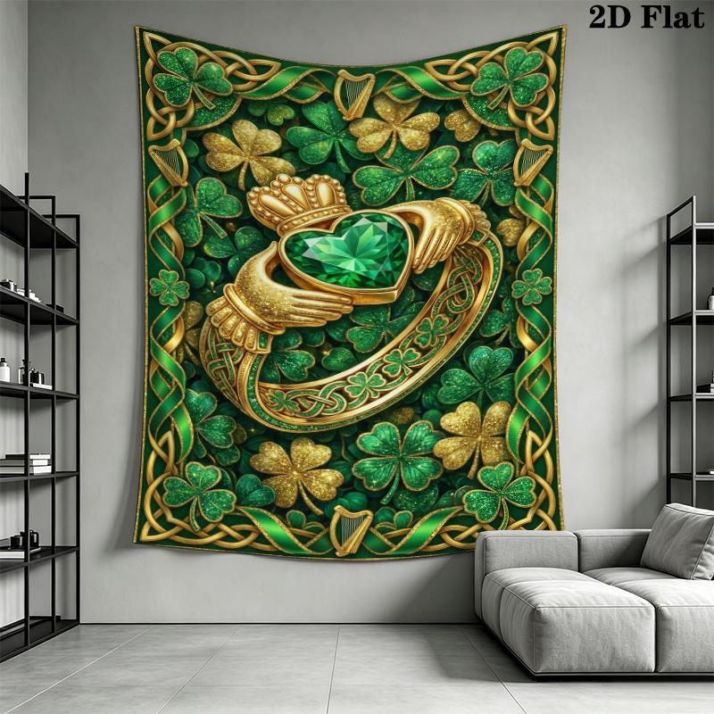 St.Patrick's Day Wall Tapestry Aesthetic Wall Hanging Printed Fabric Blanket Decorative Tapestries for Bedroom Living Room Home Decor