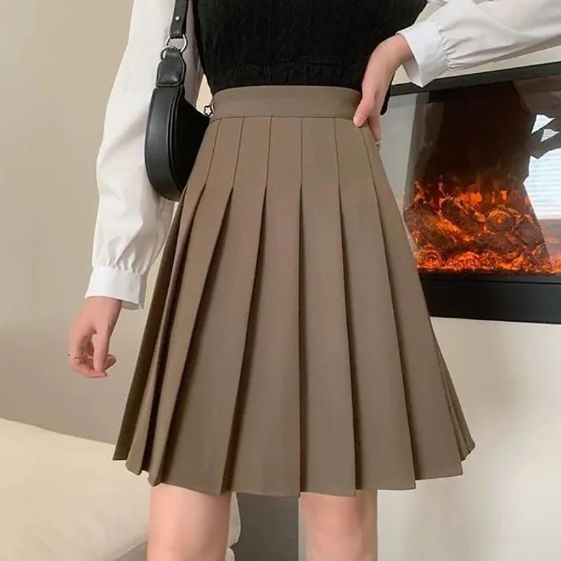 WTEMPO Женские плиссированные юбки, эластичная юбка с высокой талией в консервативном стиле, Harajuku Y2K, уличная одежда для девочек, школьные повседневные юбки для косплея