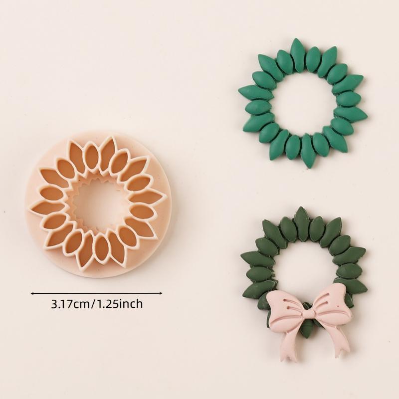 Circle Frame Polymer Clay Cutters Blossom Embossed Pottery Ceramics Clay Cutter Earrings Jewelry Molds Making Tool