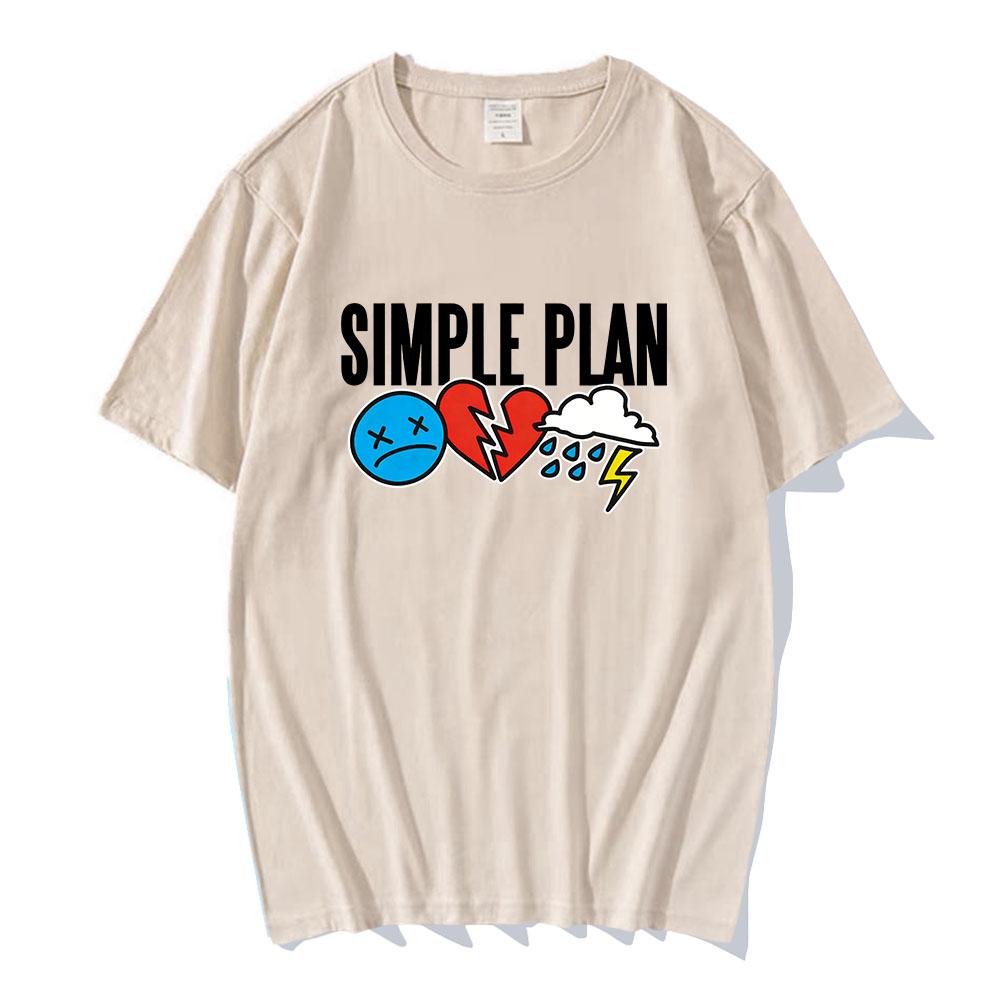 Оригинальная футболка с логотипом из 3 иконок группы SIMPLE PLAN, принт, короткий рукав, хлопок, летняя, с круглым вырезом, унисекс, уличная одежда, топ