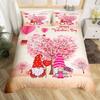 День святого Валентина King Пододеяльник Романтический комплект постельного белья Kawaii Парочка Гном Одеяло Чехол Розовые розы Сердца Полиэстер Одеяло Чехол