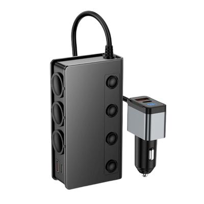 Автомобильные зарядные устройства Адаптер прикуривателя Технология QC3.0 PD18W Огнестойкий ABS 4 независимых переключателя управления