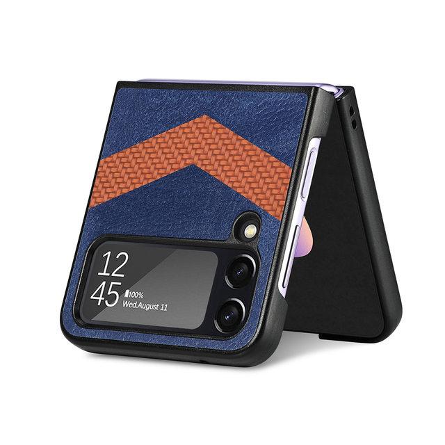 Гибридный цветной кожаный защитный складной чехол для Samsung Galaxy Z Flip 4 5g Flip4 матовый с защитой от падения Zflip4 Funda