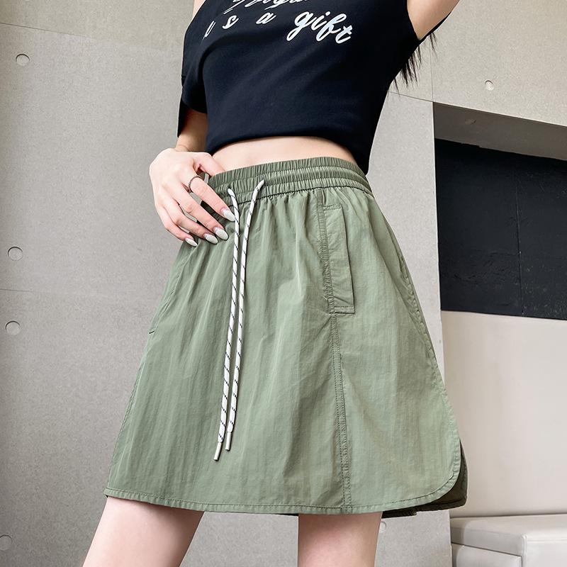 Apricot 2025 Women's A-line Elastic Waist Skirt Shorts - Loose, Slimming, Anti-exposure.