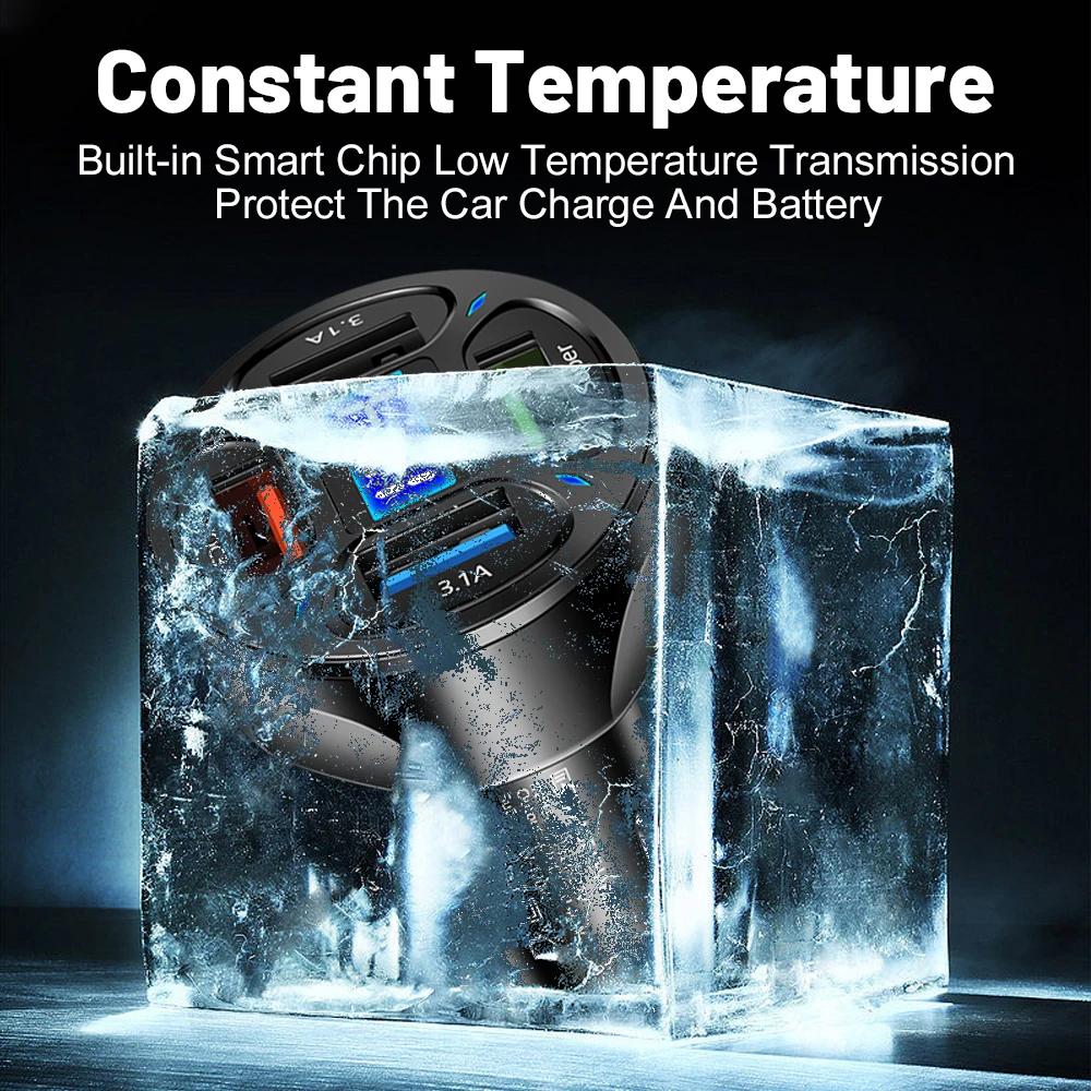 Автомобильное зарядное устройство 66 Вт QC 3.0 USB Автомобильное зарядное устройство Адаптер для быстрой зарядки 4-портовое зарядное устройство для iPhone Xiaomi Huawei