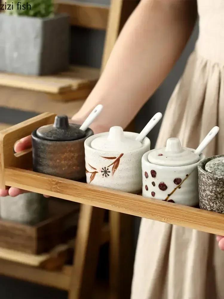 Ретро керамические банки для приправ Солонки и перечницы Кухонные принадлежности для специй Банки для специй Коробка для приправ Кухонные принадлежности