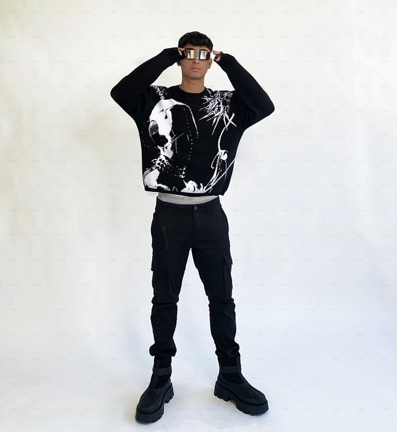 Y2k вязаный свитер, мужские свитера с графикой, винтажные свободные рваные пуловеры, повседневные осенние женские хлопковые трикотажные изделия в стиле Харадзюку