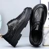 Summer Hollow Men's Shoes New Foot Wide Big Head Leather Shoes Men's Breathable Versatile Thick Sole Business Dress Casual Shoes Tide