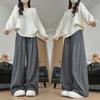 Серые брюки из клейкого риса женские весенне-осенние новые маленькие повседневные ленивые прямые широкие брюки