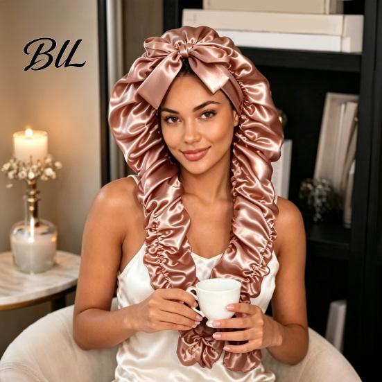 Double Layer Sleeping Cap No Heat Hair Curling for Women, Adjustable Curls Satin Bonnet, Medium, Long Hair, Braids, Dreadlocks Women