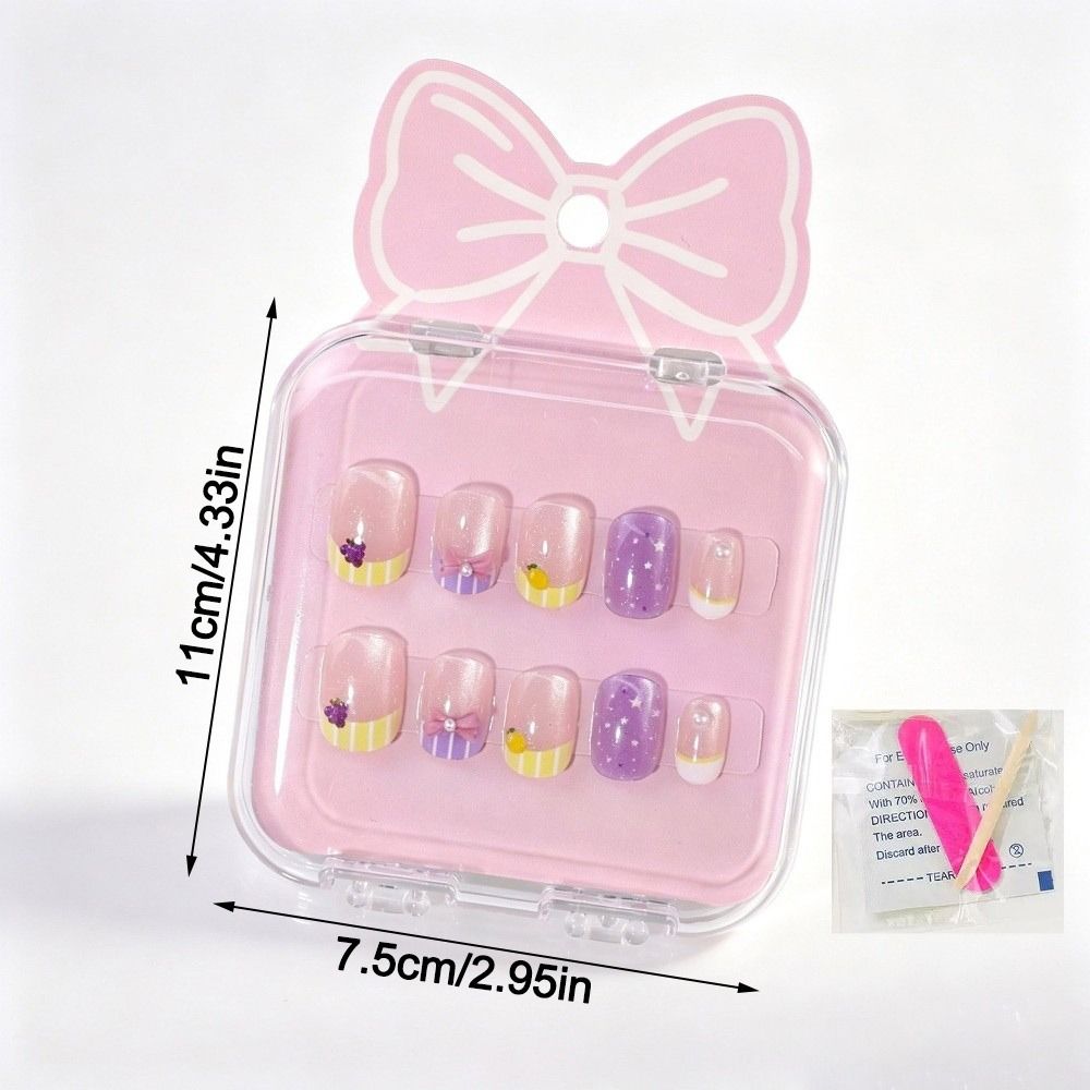 Cat's Eye Press On Nails Short Nail Tips New Nail Stickers Children Wearing