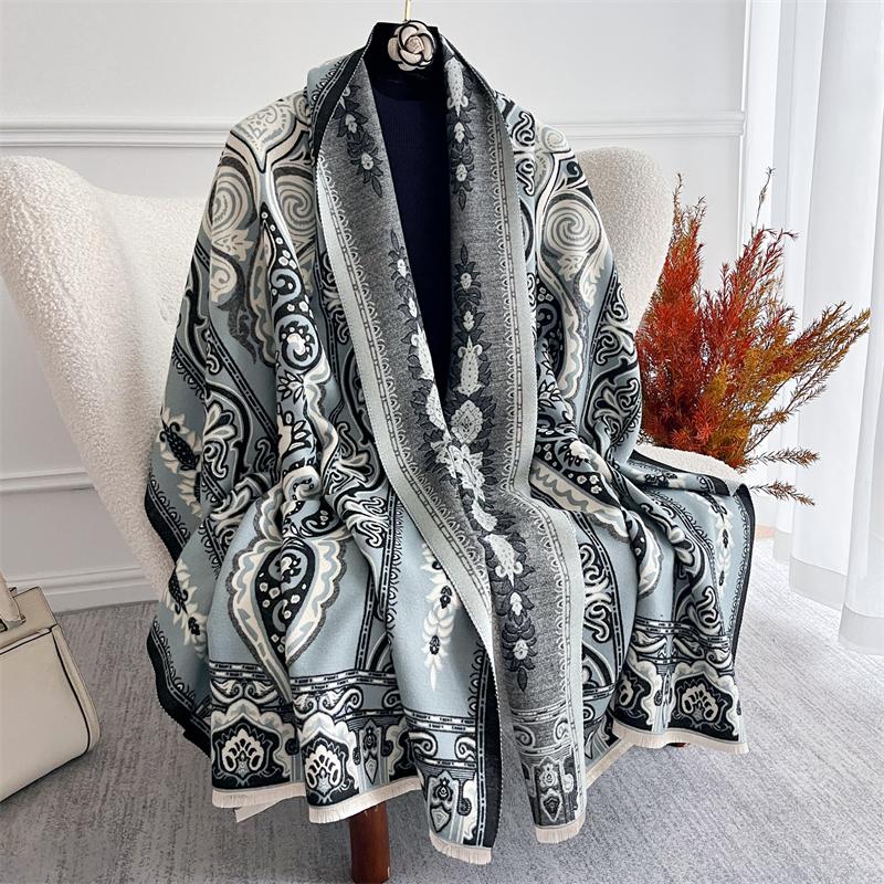 Warm Winter Scarf for Women Luxury Pashmina Shawls Thick Cashmere Poncho Cape Chunky Stoles Lady Elegant Bufanda Long Blanket