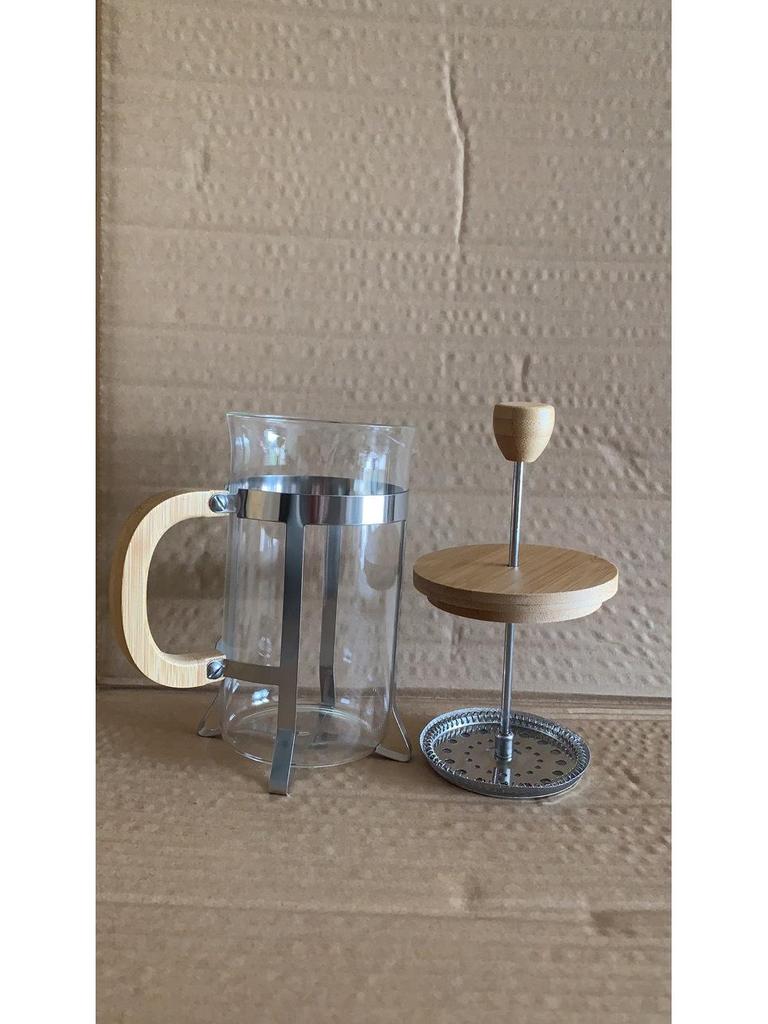 Френч-пресс с бамбуковой крышкой, термостойким стеклом и контейнером для кофе из боросиликатного стекла