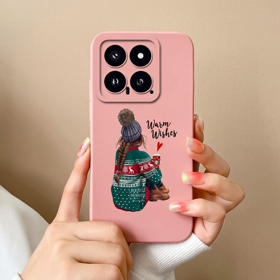 Case For Xiaomi 14 Pro Cartoon Soft Smooth Liquid Silicone Full Protection Shockproof Bumper For Xiaomi14 14Pro Back Cover Capa