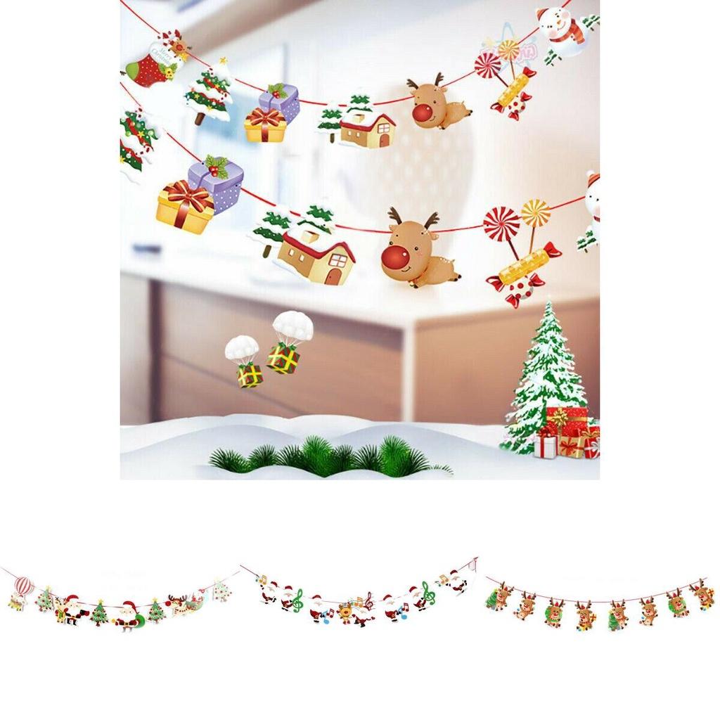 С Рождеством Христовым Баннер Вымпел Подвесной Флаг Гирлянда Санта Клаус Олень Снеговик