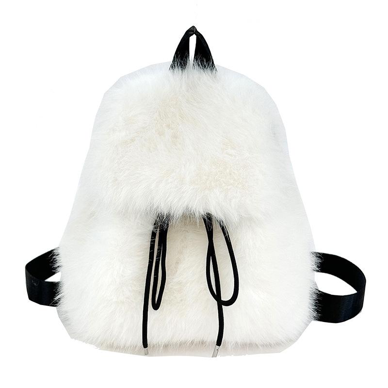 Schoolbag new fashionable and cute imitation fox fur plush bag autumn and winter large capacity plush bag medium and large high school student