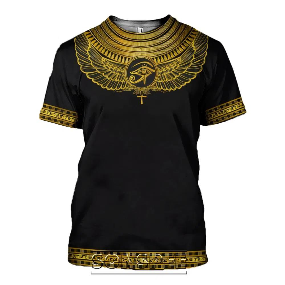 Summer 2025 Men's T-shirt Casual 3D Printing Ancient Egypt Horus Eye Egyptian Symbol T-shirt Men's and Women's Short Sleeve Plus