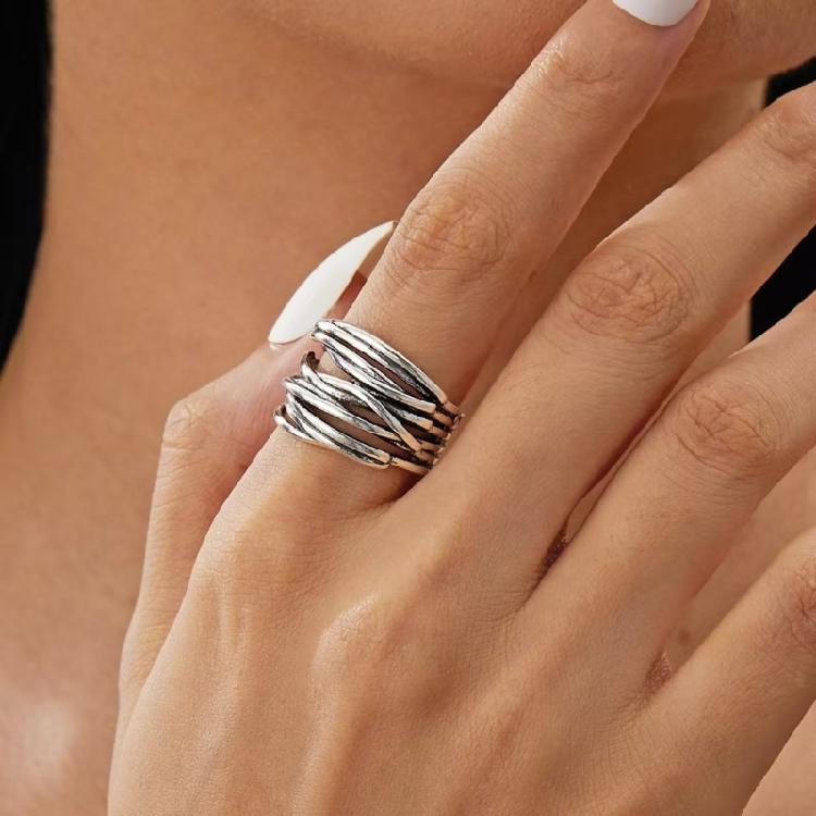 Retro Inspired Open End Rings Adjustable Size Alloy Accessory For Layering Or Everyday Outfits