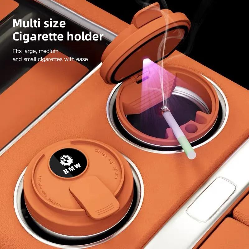 SNLL4 Car Ashtray Upgrade Creative Coffee Cup Style Car with Lid LED Metal Ashtray For BMW G80 G06 G07 G42 G14 G15 X1 X3 X5 M2 M3 M4 M