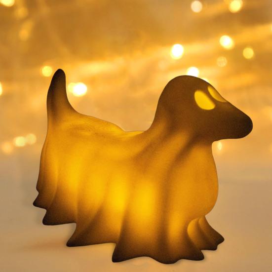 1/4 шт Хэллоуин Призрак Собака Ночной Светильник на Батарейках Смола Щенок Призрак Светодиодная Лампа Домашний Офис Спальня Внутреннее Украшение Орнамент