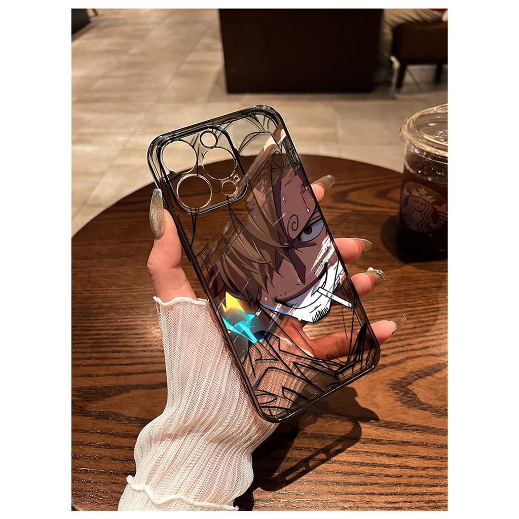 Чехол для телефона из ТПУ с граффити в стиле аниме One Piece Luffy & Sanji для IPhone 15 14 13 Pro Max и Samsung Galaxy S24 Ultra, Прозрачный противоударный защитный чехол