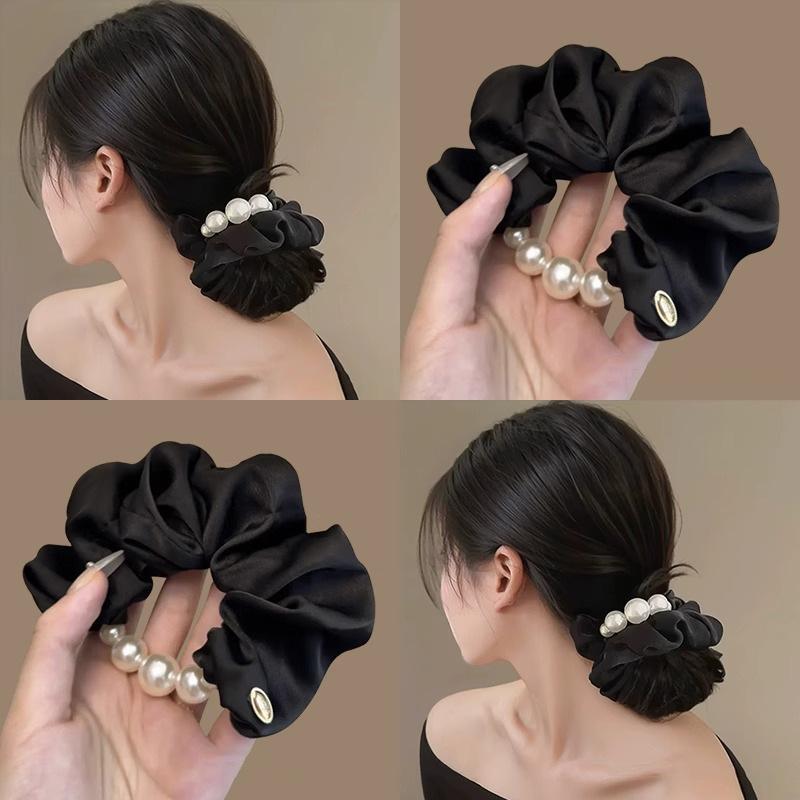 1PC Bead Large Intestine Hair Band Women's High Elastic Headband Hair Tie Rubber Band Hair Rope Headgear