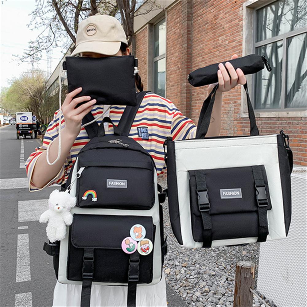 New Schoolbag Four-piece Backpack Simple Bag