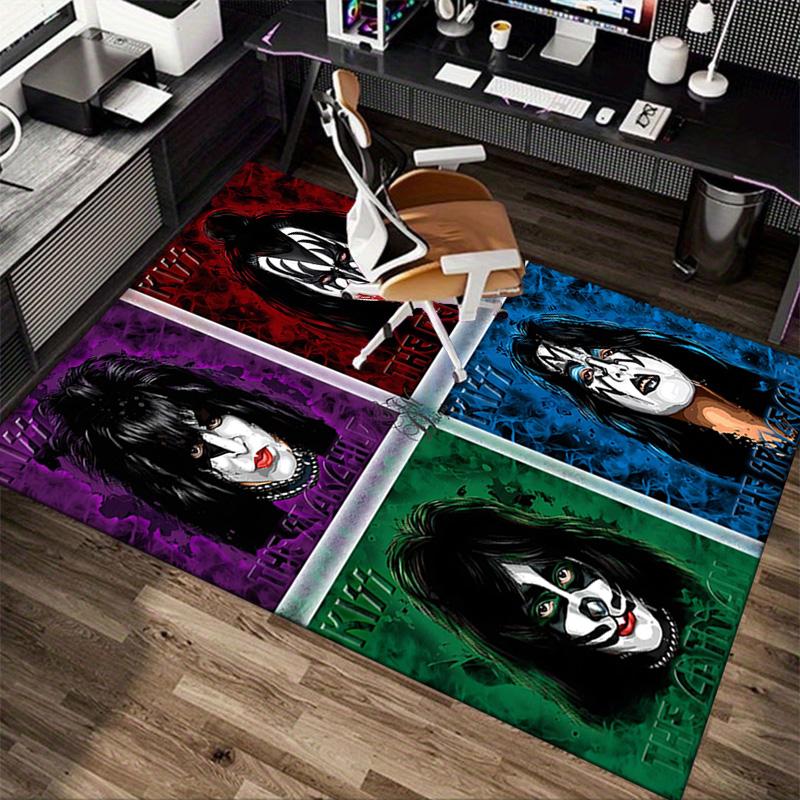 Kiss Band Faces Carpet For Playroom Bedroom Living Room Sofa Home Decorkids Game Area Rug Nonslip Floor Mat