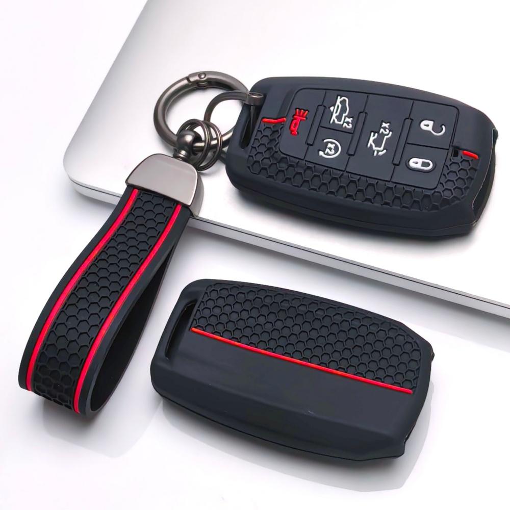 Силиконовый чехол для брелока с кольцом для Dodge Durango Challenger Charger Chrysler 300 для Jeep Grand Cherokee Grand Wagoneer Защитный чехол Подходит для 6