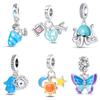 White Copper Silver Plated Diy Pendant Jewelry Accessories, Luminous Luminous Color Butterfly Crab Octopus Pendant