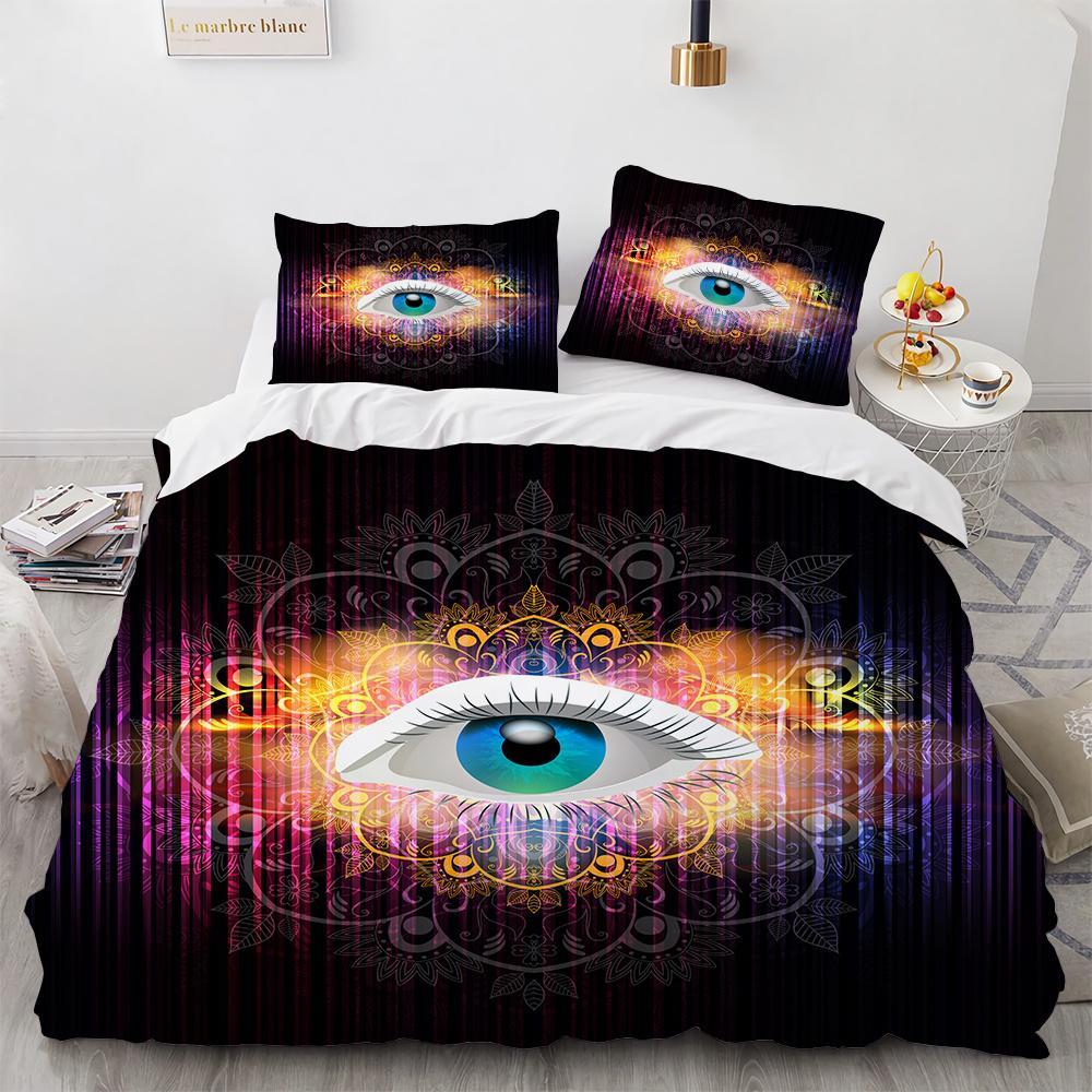 Big Eye Duvet Cover Cover Colourful Painting Art Comforter Cover King Queen Size for Teens Adults Kids Polyester Bedding Set