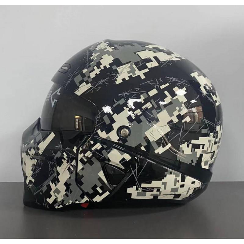 Retro Half Helmet Motorcycle Electric Bike - Black Scorpion Warrior Design All Season S-XL Sizes