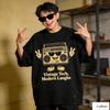 Oversized Black Cotton TShirt with Bold Retro Boombox Cartoon Graphic Unisex Streetwear Tee for Unisex and Women
