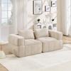Modern Two-Seater Sofa, Modular Corner Sofa without Frame, 32D High-Density Foam, Deep Seat, Soft and Comfortable Cover, No Assembly Required, Beige.