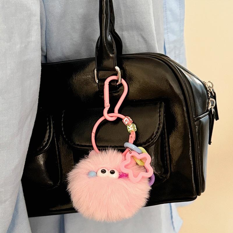 1pc Keyring Cartoon Toy Pendant Gifts Accessories Plush Doll Adorable Small Coal Balls Keychain Bag Ornament