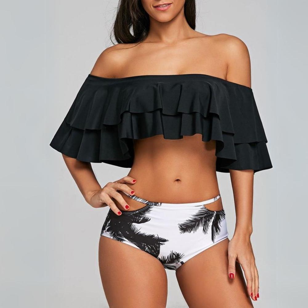 Two-piece bikini swimsuit, Spanish ruffle, high waist, size L Two-piece bikini swimsuit, Spanish ruffle, high waist, size M