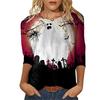 Забавная рождественская хеллоуинская модная универсальная цифровая печать сексуальная женская футболка с круглым вырезом свободная повседневная с длинным рукавом женская удобная