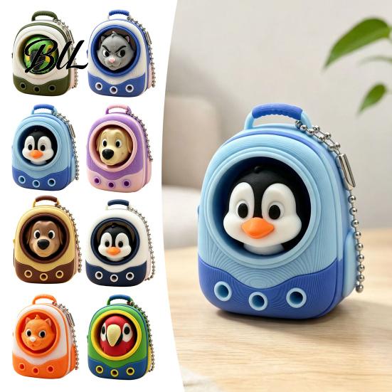 Stress Relief Gadgets Animal Backpack Clicker Fidget Toy, Dog Cat Penguin Parrot Office Desk Toys Finger Clicker, Handbag Decorative Accessory