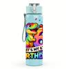 1PC Colorful Eight Birthday Lettering 750ml Color Plastic Water Bottle Leakproof Flip Straw Lid For Sports Office Home Use