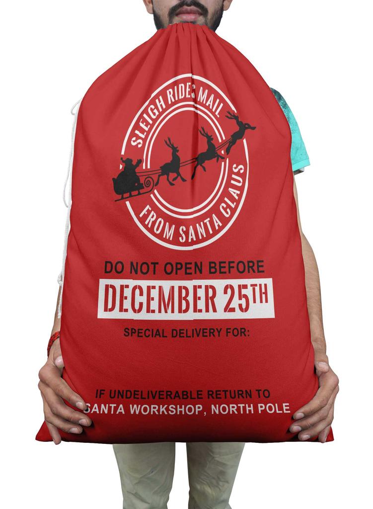Printtoo Упаковка из 2 специальных рождественских мешков со шнурком, очень большого размера, для многоразового хранения рождественских подарков, 27x20 дюймов