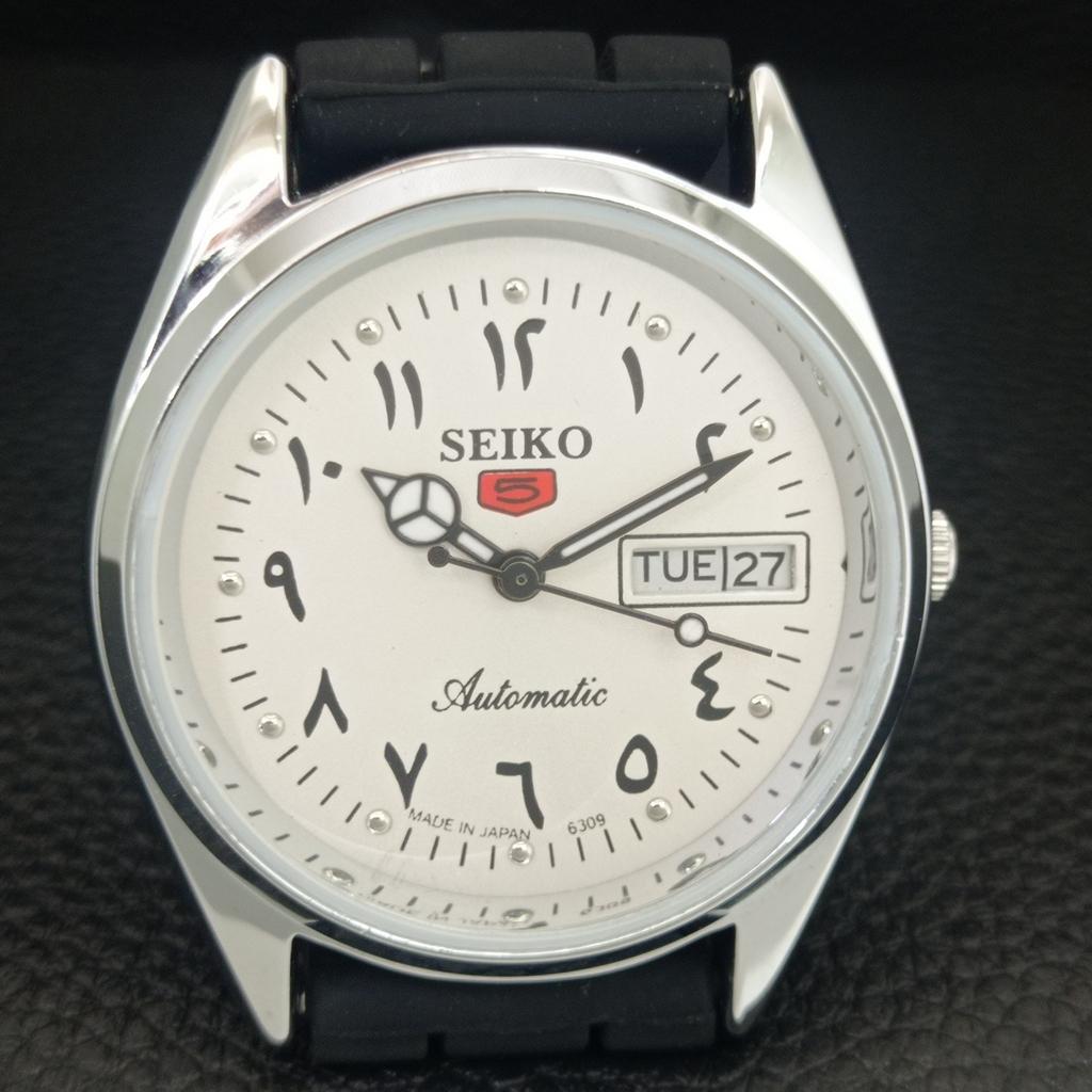 ОТРЕМОНТИРОВАННЫЕ ВИНТАЖНЫЕ МУЖСКИЕ ЧАСЫ SEIKO 5 AUTOMATIC 6309A ЯПОНИЯ БЕЛЫЕ a441205-4