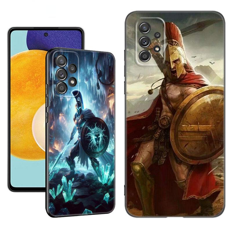 Spartan Black Phone Case For Samsung A13 A22 A24 A32 4G A23 A25 A34 A35 A52S A53 A54 A55 A73 5G A12 A14 A15 A31 A33 A50 A51 A72