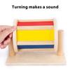 Sensory Rotating Drum Toy Wooden Textile Baby Infant Early Educational Instrument Rotating Color