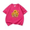 Детская хлопковая футболка с принтом «Букет подсолнухов» с круглым вырезом и коротким рукавом Повседневная дышащая летняя футболка для мальчиков и девочек