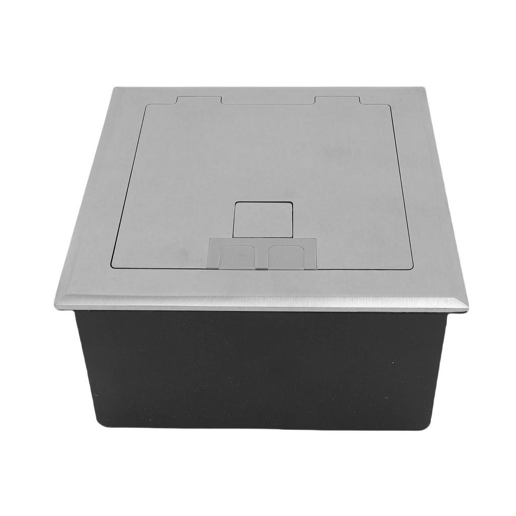 Recessed Floor Socket Double 3 Prong Outlets Electrical Receptacle Stainless Steel Box Kit Silver
