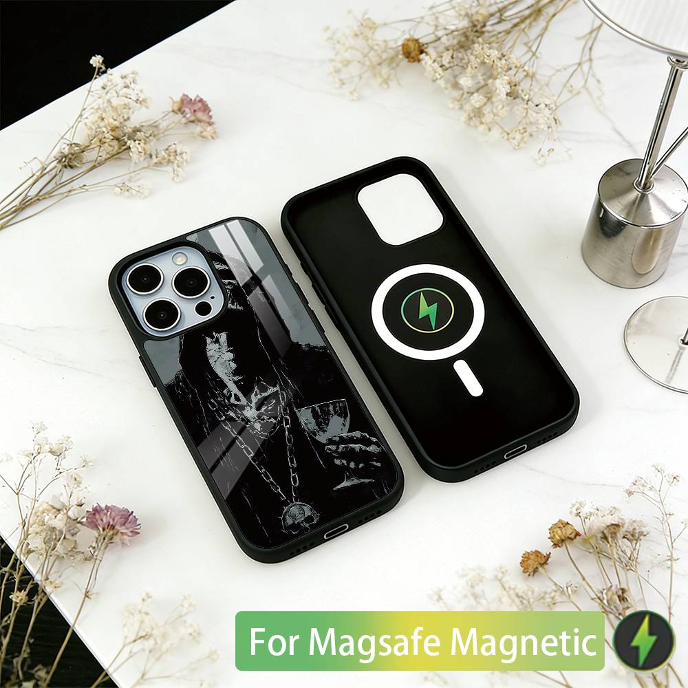Grim Reaper Skull Skeleton Phone Case For iPhone17,16,15,14,13,12,11 Plus,Pro Magnetic For Magsafe Wireless Charging