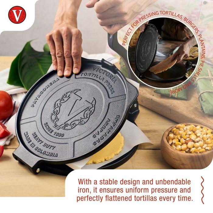 Presse à Tortilla pour Tortillas Mexicaines en Fonte HD 20cm, Pataconera Victoria 34214 Noir