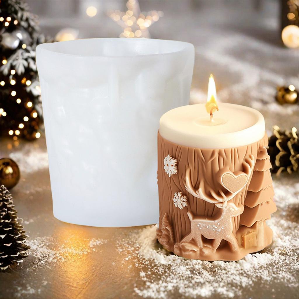 Christmas Embossed Silicone Candle Molds for Epoxy Resin Cylinder Silicone Candle Molds for Candle Soap Home Decoration