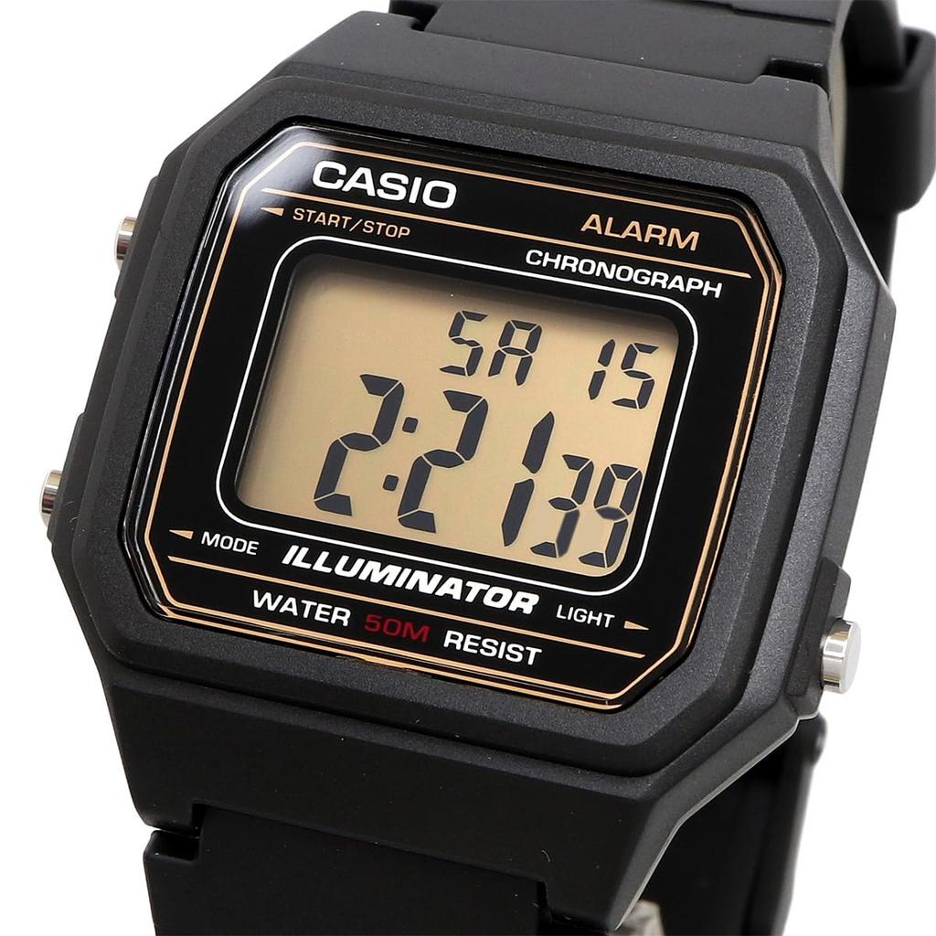CASIO Standard Digital Men's Watch W-217H-9AV Black x Gold LCD Overseas Model