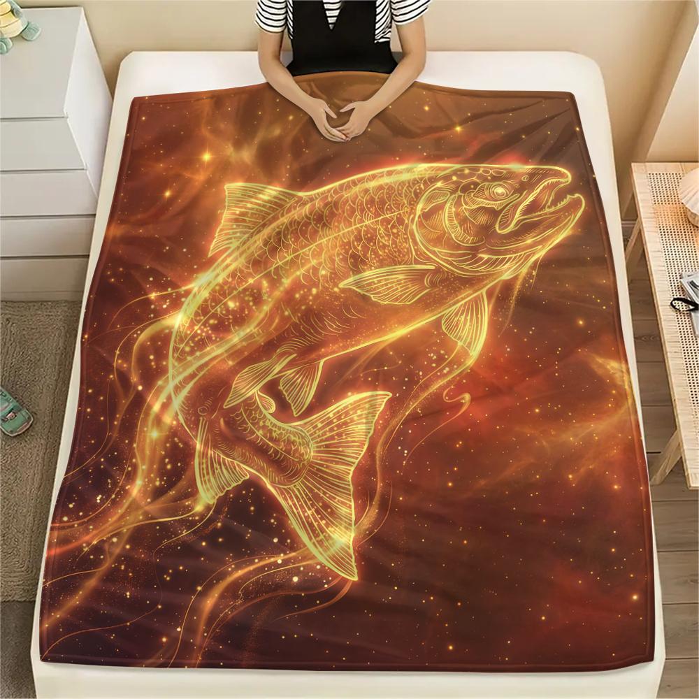 Golden Light Small Animals Print Flannel Blanket,High quality Comfortable for All Seasons,Home Decor,Warmth and Comfort,Perfect for Christmas Gifts